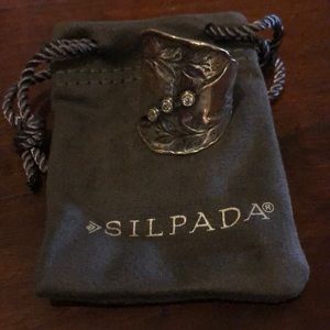 Nature's Majesty Silver Wide Band, cubic zirconia